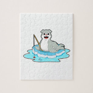 Seal at Fishing with Fishing rod Jigsaw Puzzle