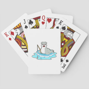Seal at Fishing with Fishing rod Playing Cards