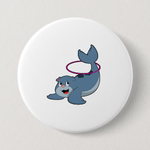 Seal at Fitness with Fitness tires.PNG 3 Inch Round Button