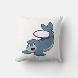 Seal at Fitness with Fitness tires.PNG Throw Pillow
