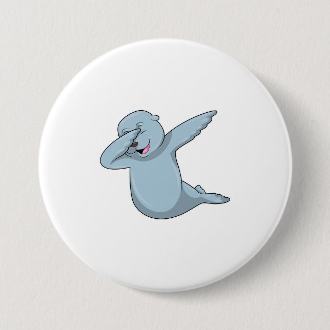 Seal at Hip Hop Dance Dab 3 Inch Round Button (Front)