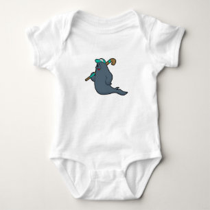 Seal at Hockey with Hockey stick Baby Bodysuit