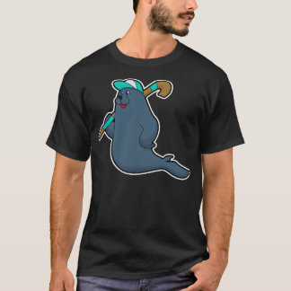 Seal at Hockey with Hockey stick T-Shirt