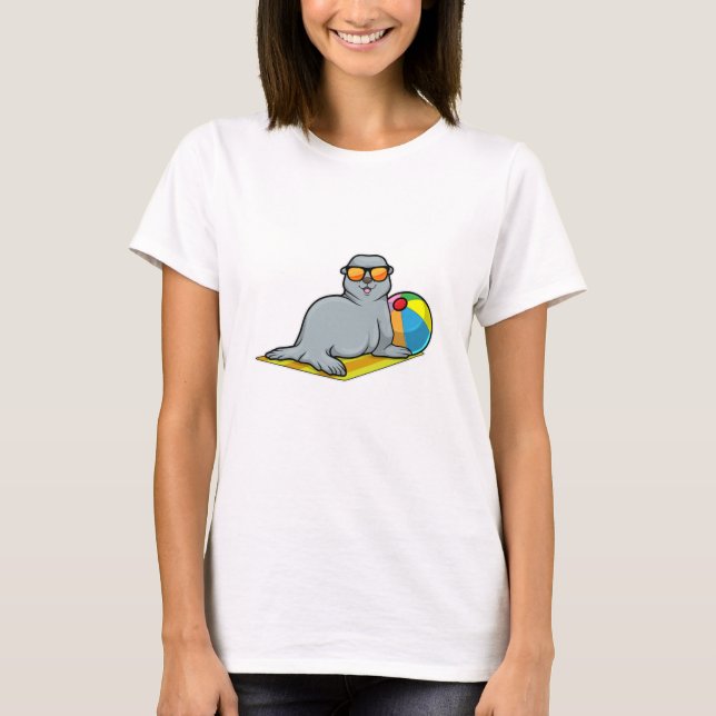 Seal at Sunbathing with Water polo & Sunglasses (Front)