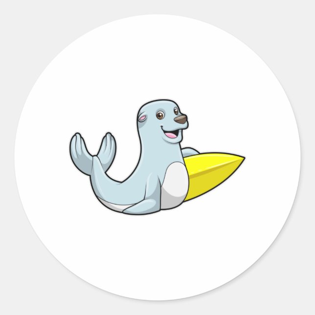 Seal at Surfing with Surfboard (Front)