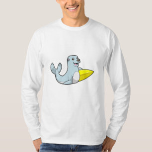 Seal at Surfing with Surfboard T-Shirt