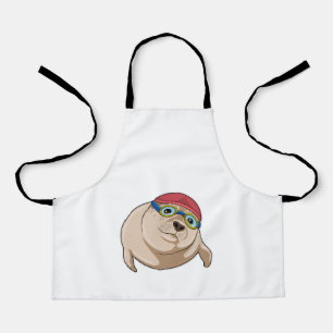 Seal at Swimming with Swimming goggles Apron