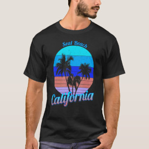 Seal Beach California Retro Palm Trees Beach Summe T-Shirt