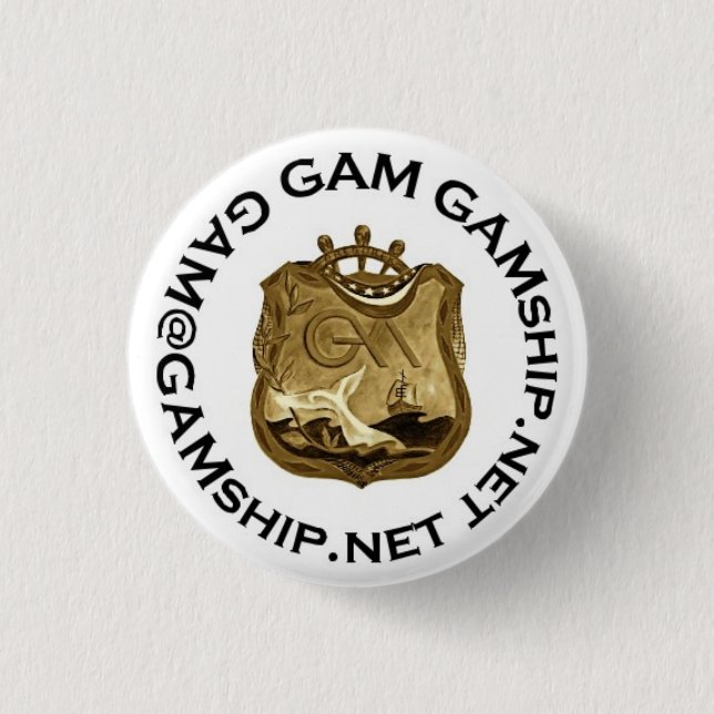 seal black gold 1 inch round button (Front)