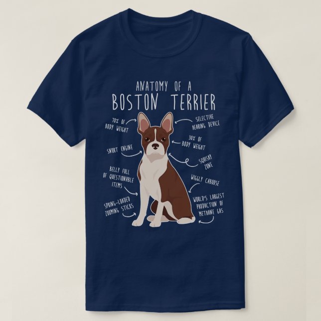 Seal Boston Terrier Dog Anatomy T-Shirt (Design Front)