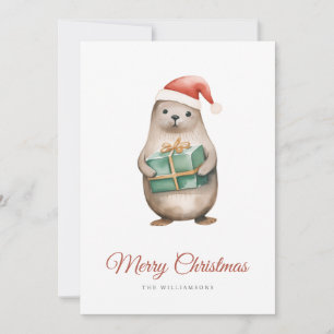 Seal Christmas Greetings Holiday Card