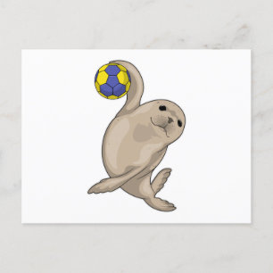 Seal Handball player Handball Postcard