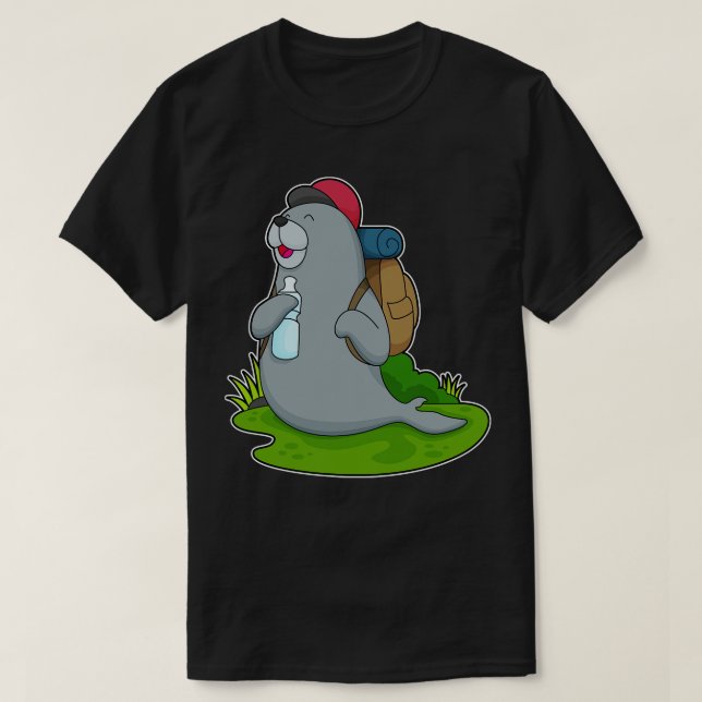 Seal Hiker Backpack T-Shirt (Design Front)