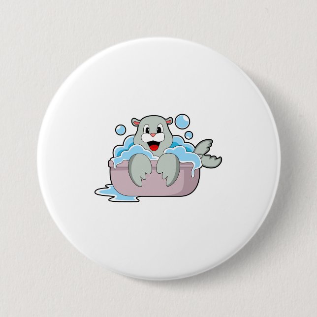 Seal in Bathtub 3 Inch Round Button (Front)