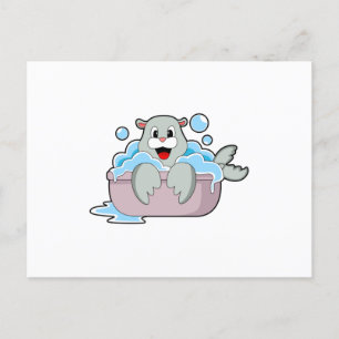 Seal in Bathtub Postcard