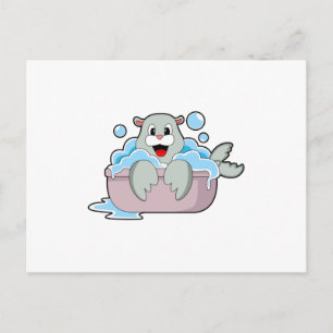 Seal in Bathtub Postcard