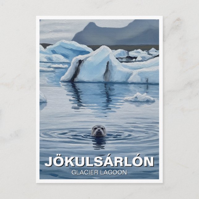 Seal in Iceland Jökulsárlón Glacier Lagoon Travel Postcard (Front)