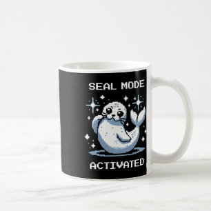 Seal Mode Activated Pixel Art Seal Retro Gamer Sty Coffee Mug