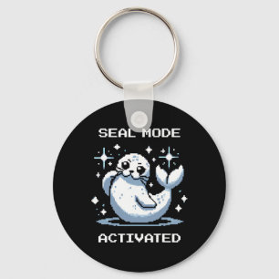 Seal Mode Activated Pixel Art Seal Retro Gamer Sty Keychain