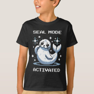 Seal Mode Activated Pixel Art Seal Retro Gamer Sty T-Shirt