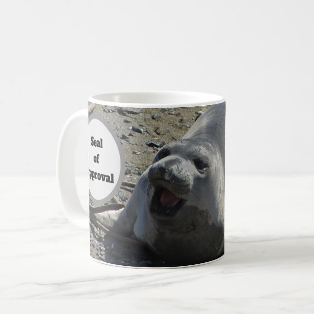 Seal of Approval Humourous Elephant Seal Photo Coffee Mug (Front Left)