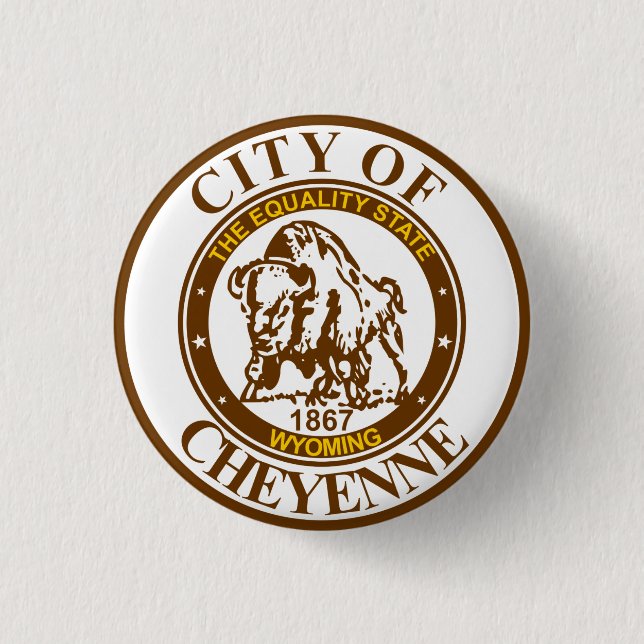 Seal of Cheyenne, Wyoming 1 Inch Round Button (Front)