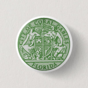 Seal of Coral Gables, Florida 1 Inch Round Button