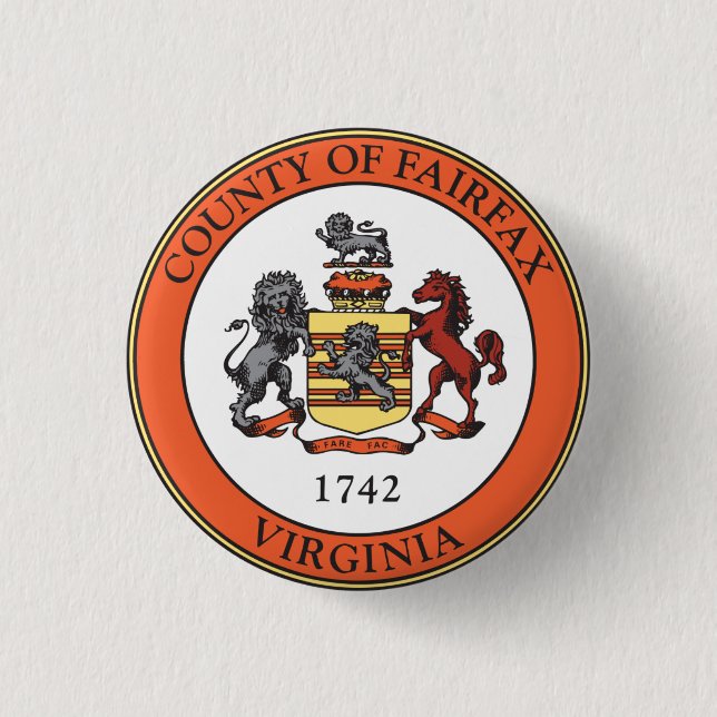 Seal of Fairfax County, Virginia 1 Inch Round Button (Front)