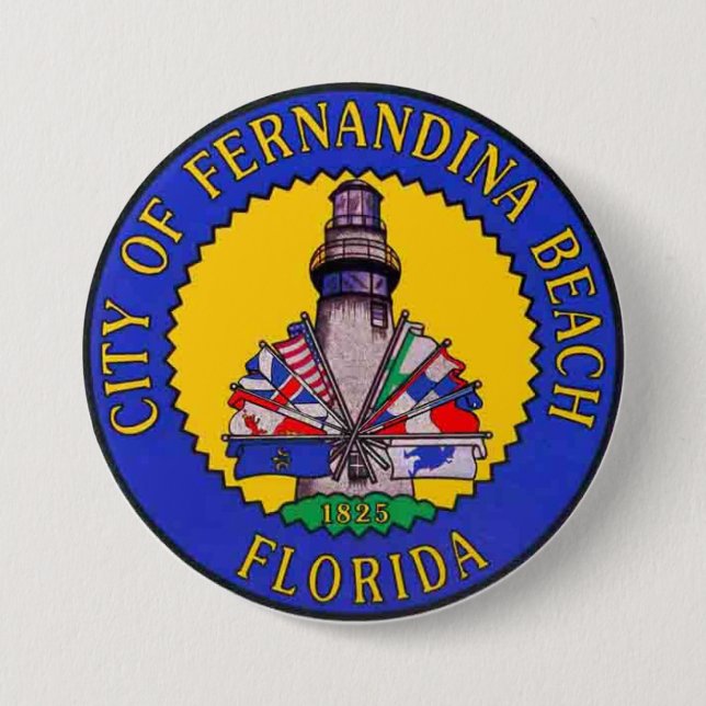 Seal of Fernandina Beach, Florida 3 Inch Round Button (Front)