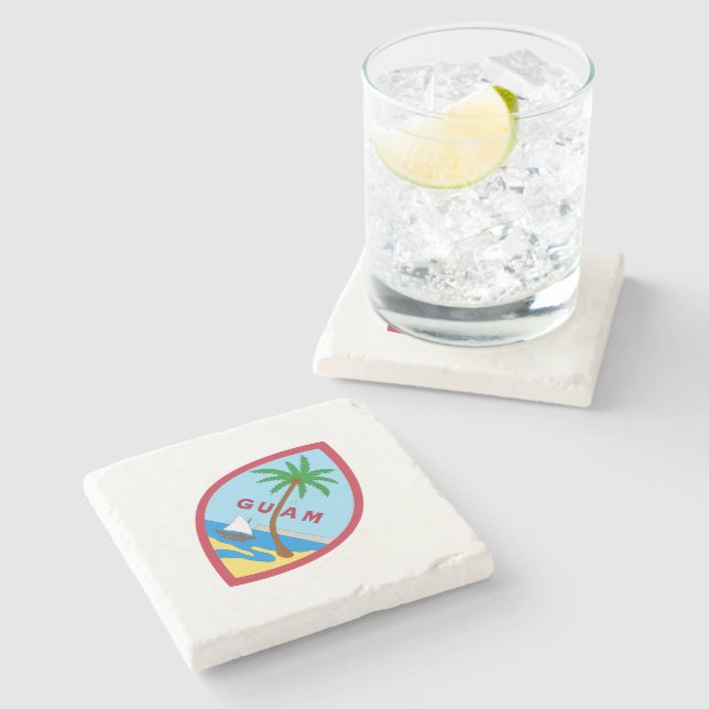 Seal of Guam Stone Coaster (Side)