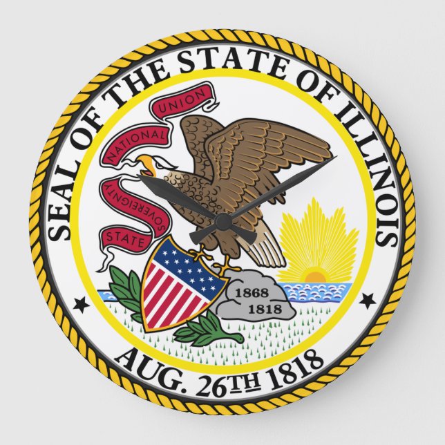 Seal of Illinois Round Wall Clock (Front)