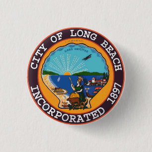 Seal of Long Beach, California 1 Inch Round Button