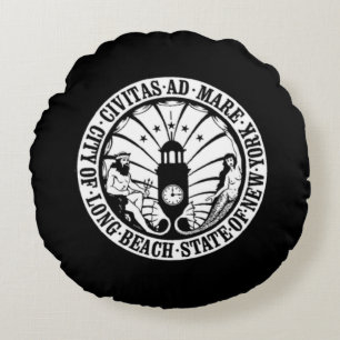 seal of Long Beach, New York Round Pillow
