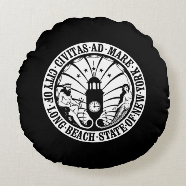 seal of Long Beach, New York Round Pillow (Front)