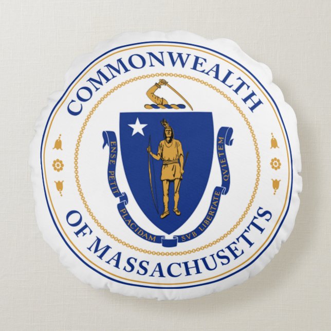 Seal of Massachusetts Round Pillow (Front)