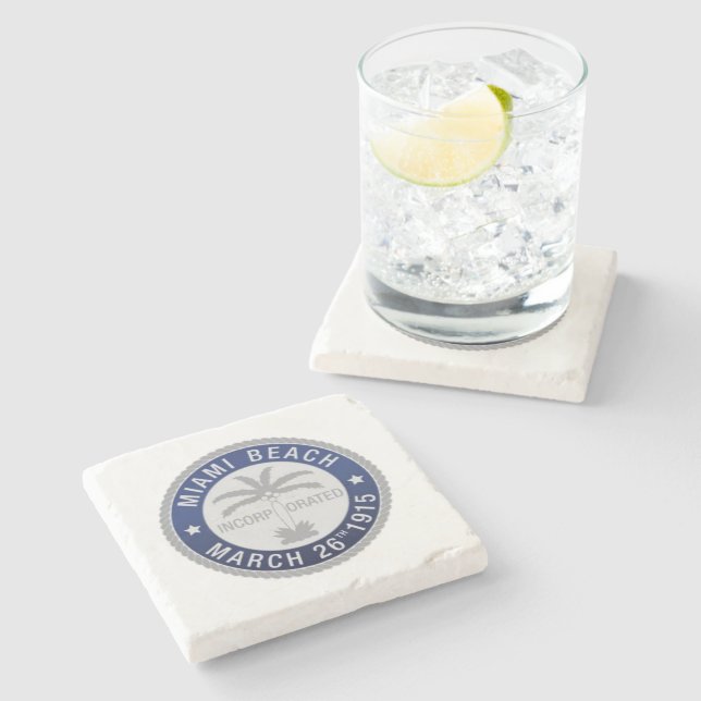 Seal of Miami Beach, Florida Stone Coaster (Side)
