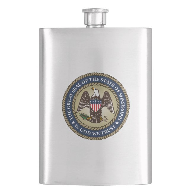 Seal of Mississippi Hip Flask (Front)