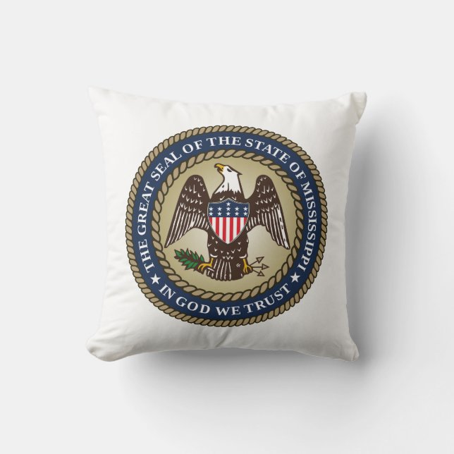 Seal of Mississippi Throw Pillow (Front)