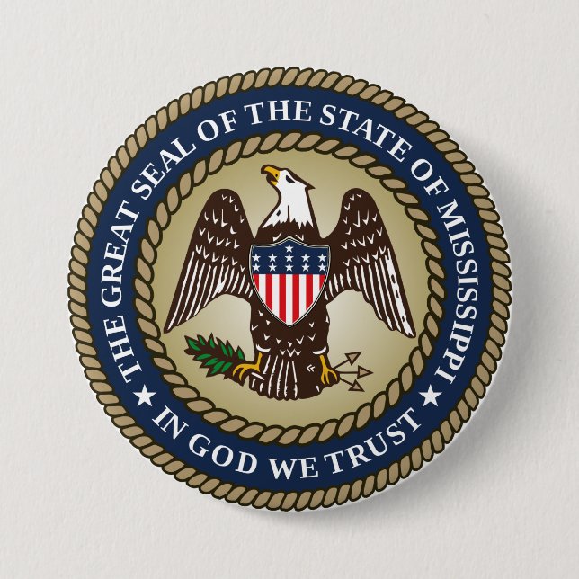 Seal of Mississippi (US State) 3 Inch Round Button (Front)