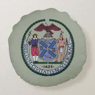 Seal of New York City Round Pillow