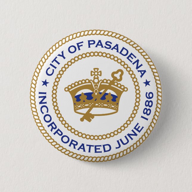Seal of Pasadena, California 2 Inch Round Button (Front)