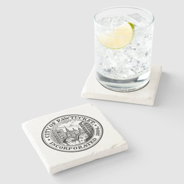 Seal of Pawtucket, Rhode Island Stone Coaster (Side)