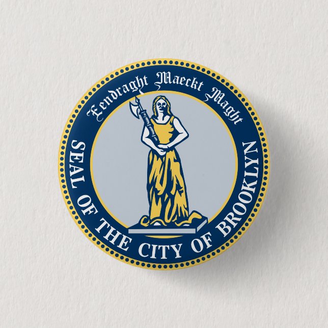 Seal of the Borough of Brooklyn, New York 1 Inch Round Button (Front)