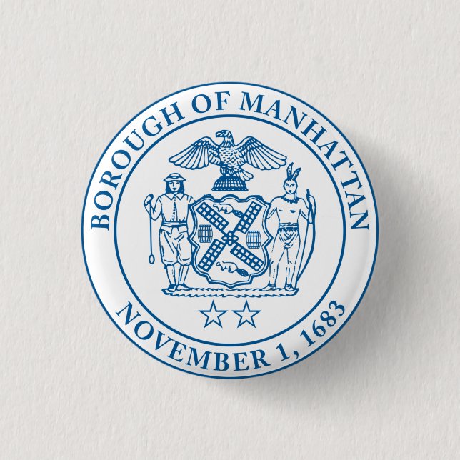 Seal of the Borough of Manhattan, NYC 1 Inch Round Button (Front)