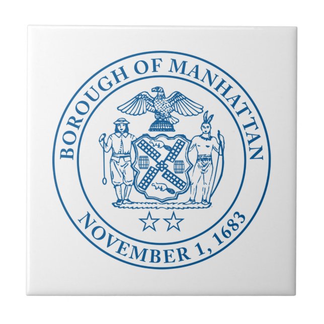 Seal of the Borough of Manhattan, NYC Tile (Front)