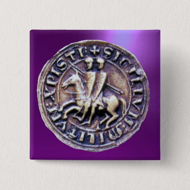 SEAL OF THE KNIGHTS TEMPLAR 2 INCH SQUARE BUTTON (Front)