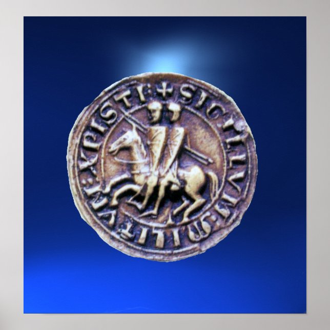 SEAL OF THE KNIGHTS TEMPLAR dark gem blue Poster (Front)