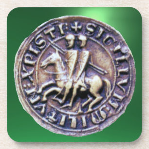 SEAL OF THE KNIGHTS TEMPLAR  gem green Coaster