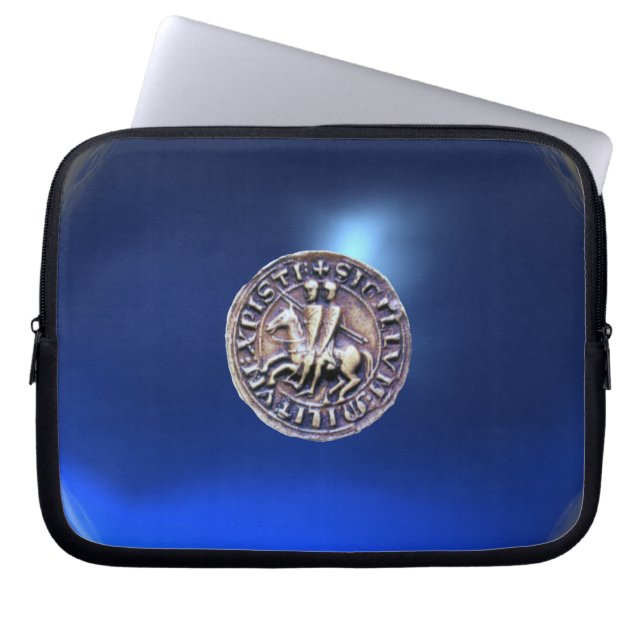 SEAL OF THE KNIGHTS TEMPLAR grey gem blue Laptop Sleeve (Front)