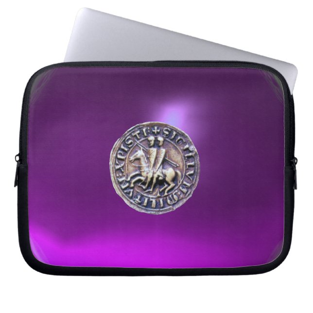 SEAL OF THE KNIGHTS TEMPLAR grey gem purple Laptop Sleeve (Front)